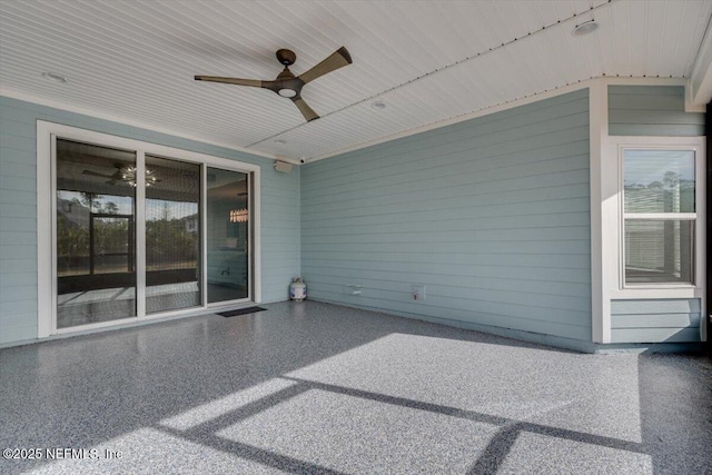 view of patio featuring ceiling fan