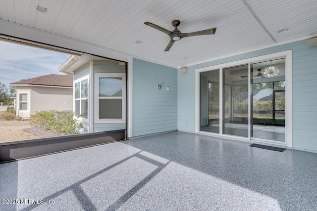 view of patio / terrace featuring a balcony and ceiling fan