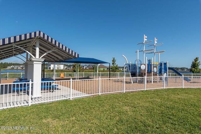 view of playground featuring a yard