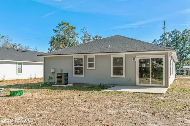 back of property featuring a patio and central air condition unit