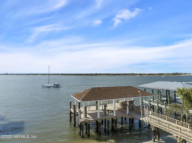 view of dock featuring a water view