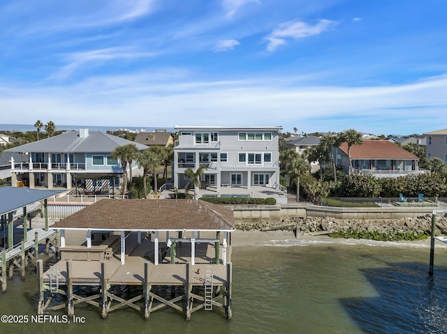 view of dock featuring a water view