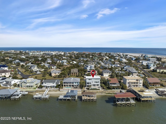 bird's eye view featuring a water view