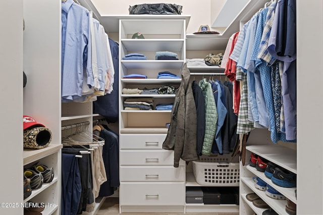 spacious closet featuring hardwood / wood-style flooring