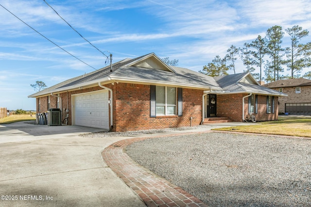 single story home with a garage