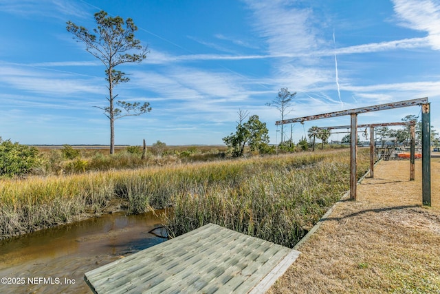 view of yard with a water view