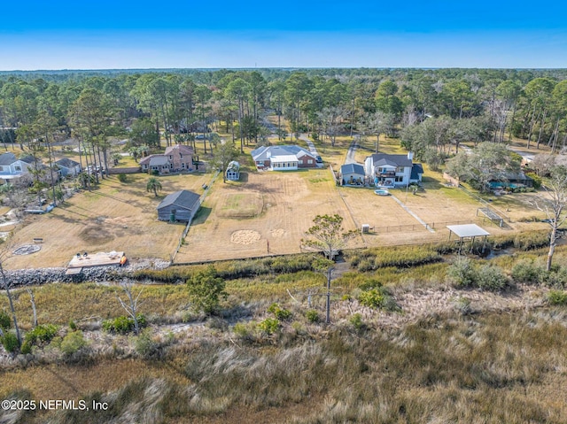 birds eye view of property featuring a rural view