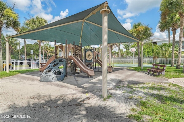 view of play area with basketball hoop