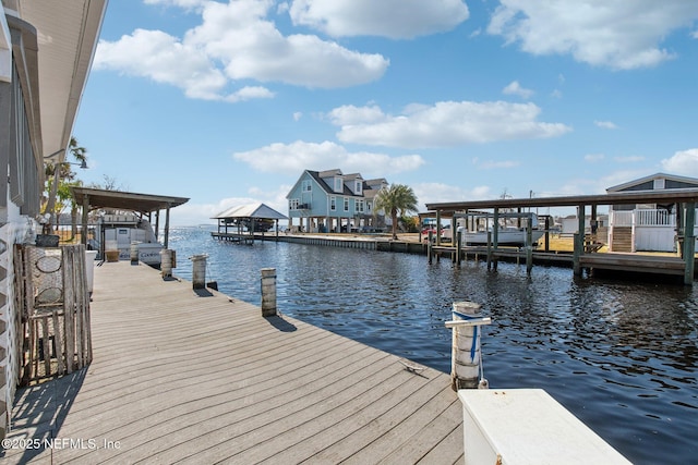 view of dock featuring a water view