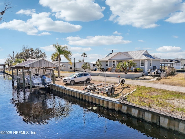 view of dock featuring a water view