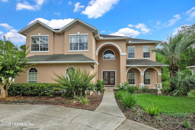 view of front facade featuring french doors