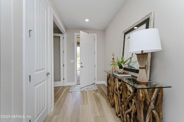 entrance foyer with light hardwood / wood-style floors