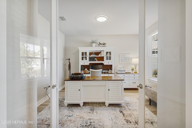 interior space with light hardwood / wood-style flooring