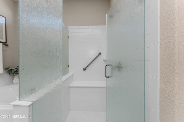 bathroom with plus walk in shower