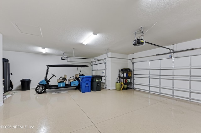 garage with a garage door opener