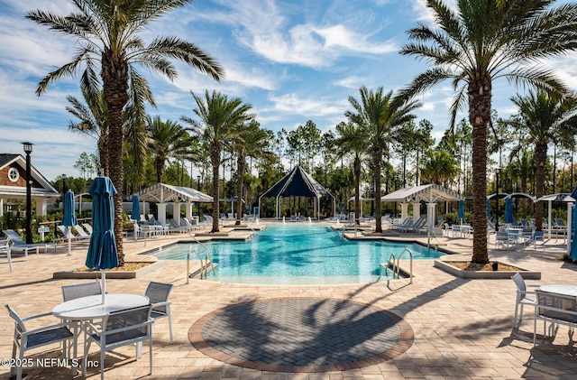 view of pool featuring a patio area