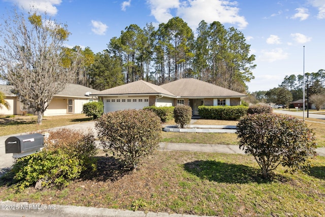 single story home with a garage