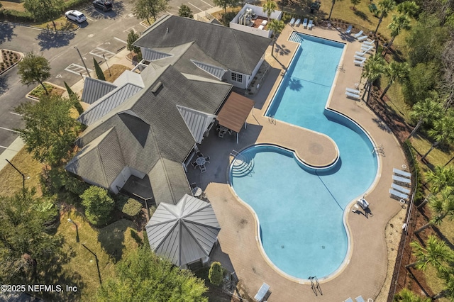 view of swimming pool with a patio