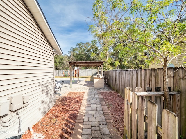 view of yard with a gazebo and a patio area