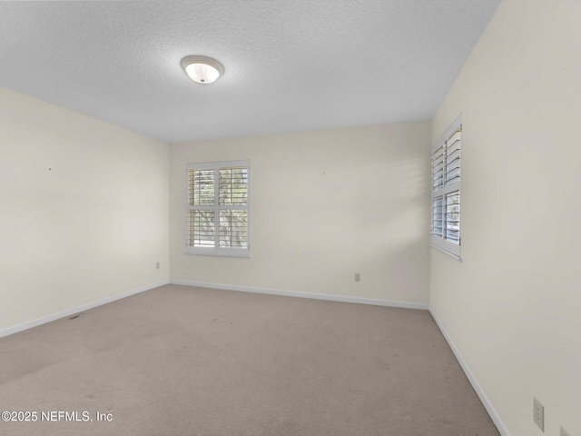 unfurnished room featuring carpet, a textured ceiling, and a wealth of natural light