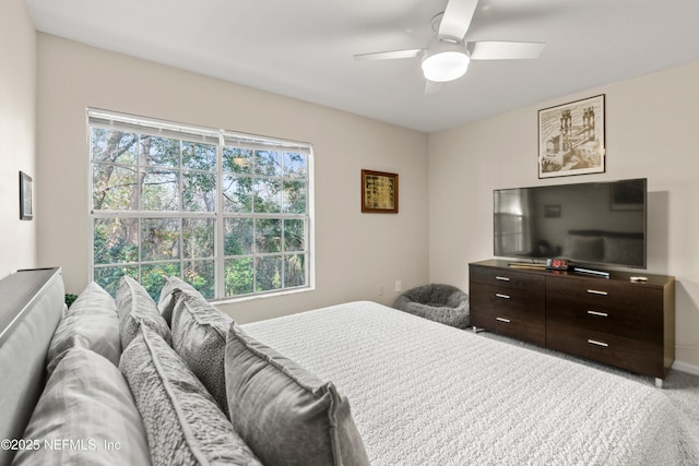 bedroom featuring carpet and ceiling fan