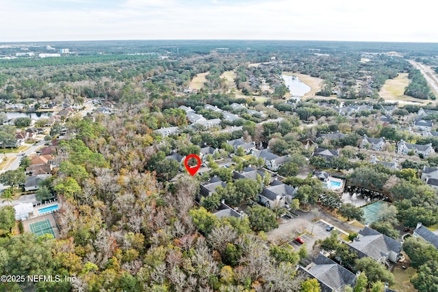 bird's eye view featuring a water view