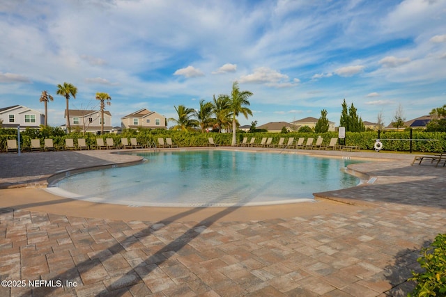 view of pool featuring a patio area