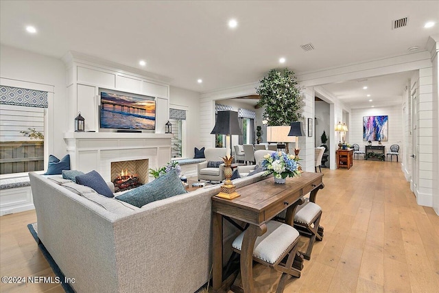 living room featuring light hardwood / wood-style floors