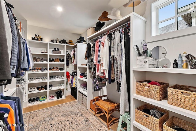 spacious closet featuring hardwood / wood-style floors