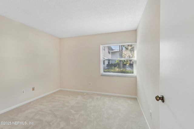 empty room featuring light colored carpet and a textured ceiling