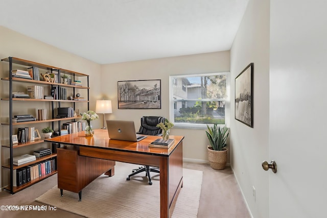 view of carpeted home office