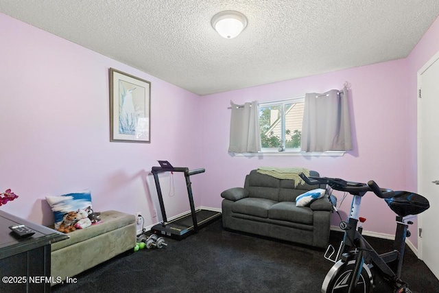 exercise room featuring a textured ceiling