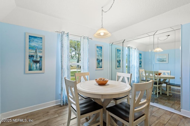 dining area with hardwood / wood-style floors