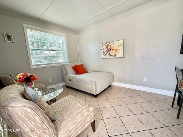 bedroom with light tile patterned floors