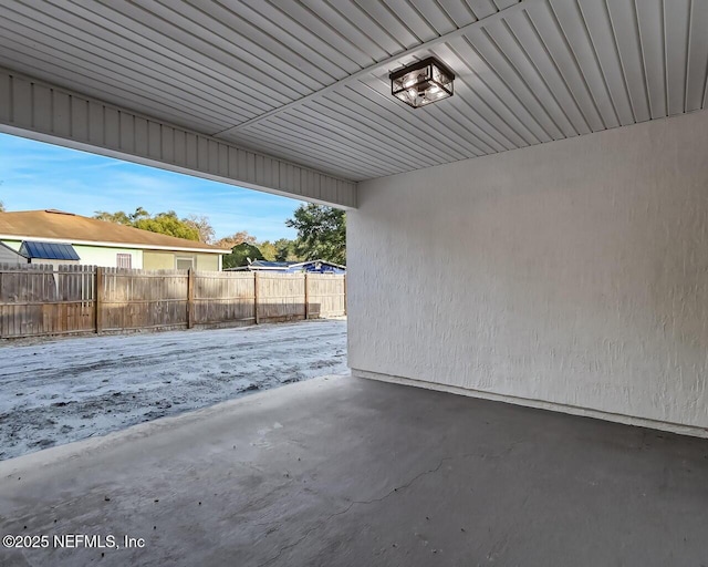 view of snow covered patio