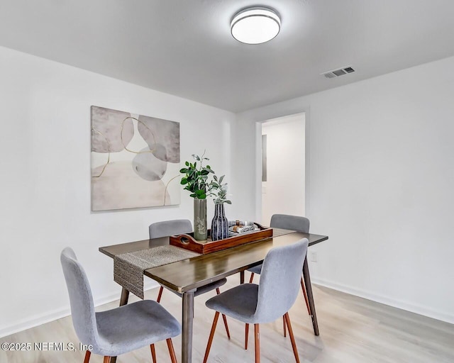 dining area with light hardwood / wood-style floors