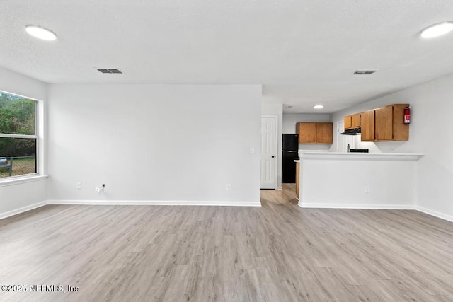 unfurnished living room featuring light hardwood / wood-style floors