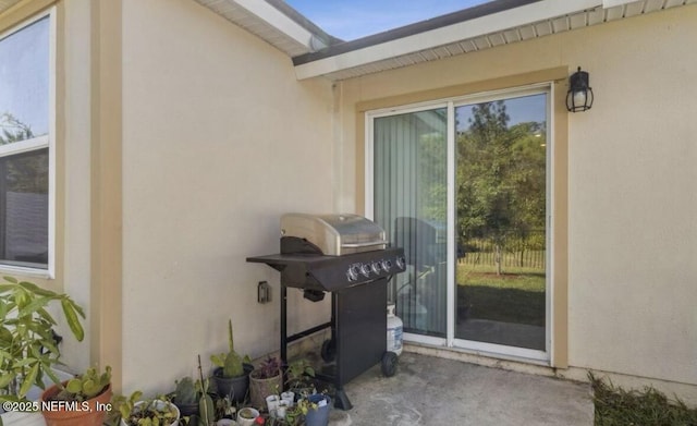 exterior space with stucco siding