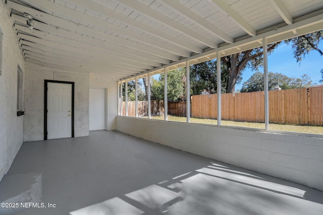 view of unfurnished sunroom