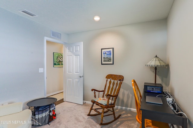 view of carpeted office space