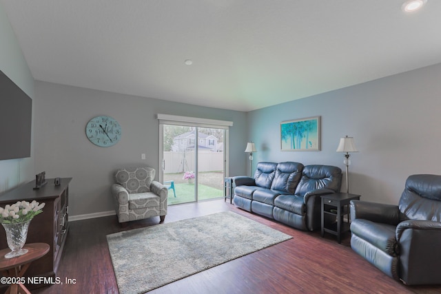 living room featuring dark hardwood / wood-style floors