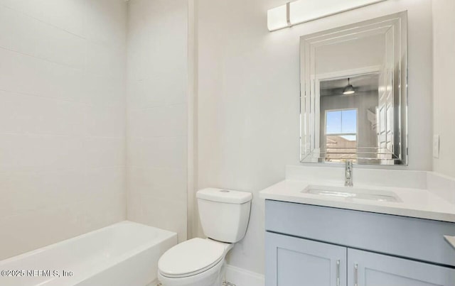 full bathroom with vanity, toilet, and shower / bath combination