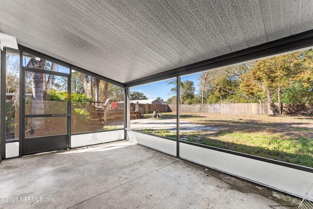 view of unfurnished sunroom