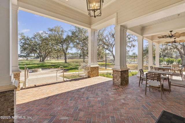 view of patio / terrace featuring ceiling fan