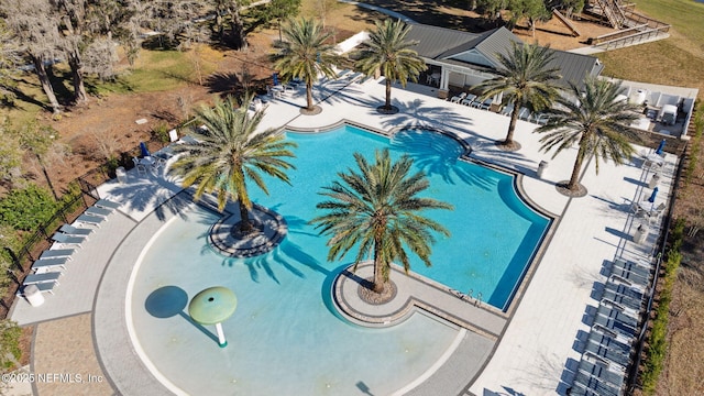 view of swimming pool featuring a patio