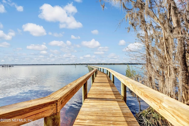 view of dock featuring a water view