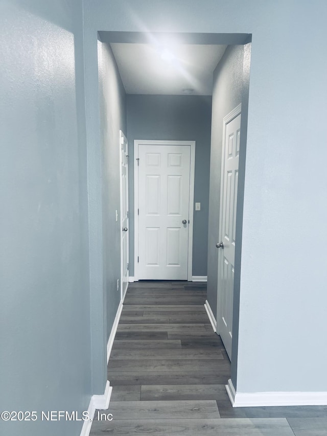 hall featuring dark hardwood / wood-style flooring