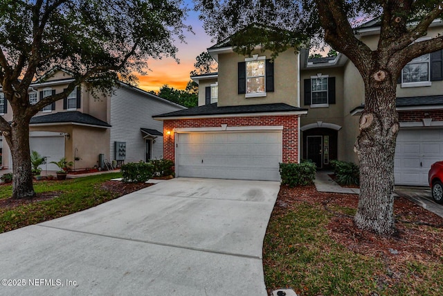 view of front property with a garage