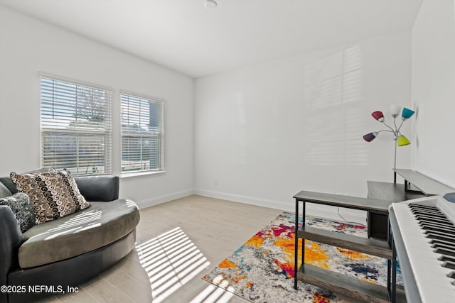 living room featuring light wood-type flooring