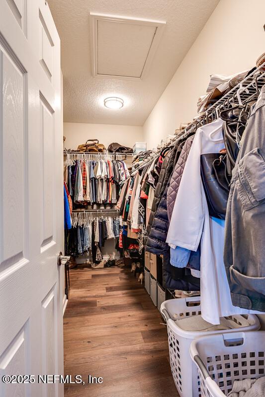 walk in closet featuring hardwood / wood-style floors